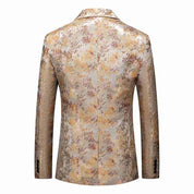 Men's Floral Blazer Slim Fit One Button in Yellow
