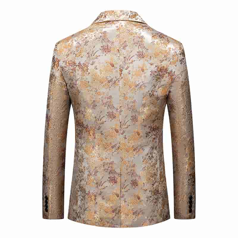 Men's Floral Blazer Slim Fit One Button in Yellow