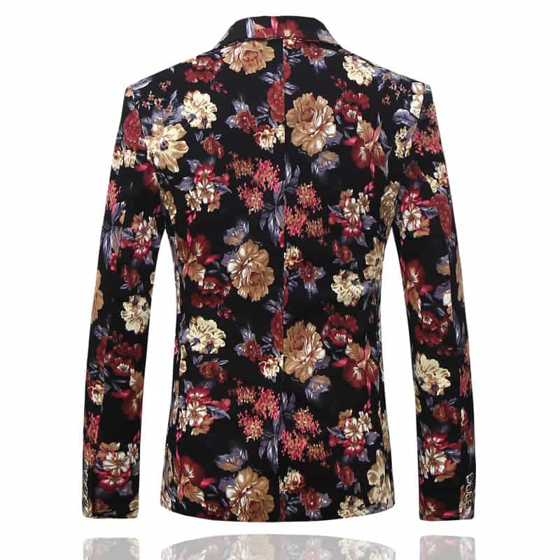 Men's Blazer Stylish Floral Pattern  Jacket One Buttons Slim Fit Sport Coat
