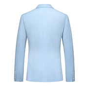 Men Blazer Two Buttons Jacket Light Blue