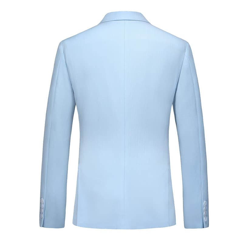 Men Blazer Two Buttons Jacket Light Blue