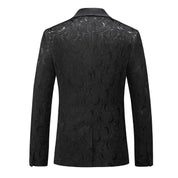 Men 3 Piece Floral Tuxedo in Black & White