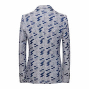 Mens Blazer Slim Fit One Button Printed Suit Jacket Blue Pattern Sport Coat