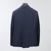 Mens 2 Piece Double Breasted Suit Slim Fit Pinstripe Tuxedos