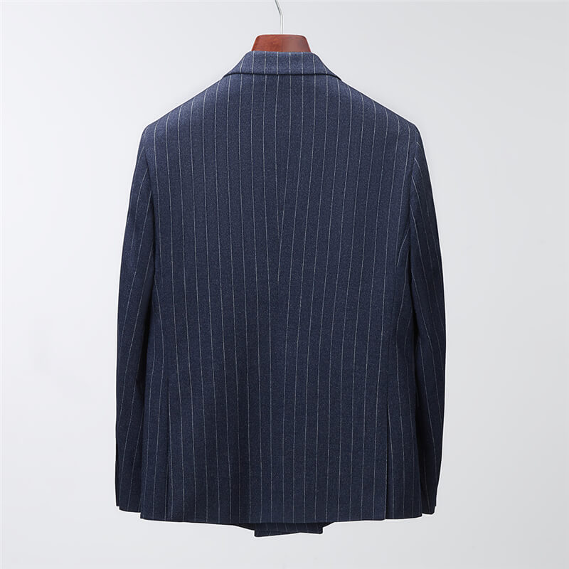 Mens 2 Piece Double Breasted Suit Slim Fit Pinstripe Tuxedos