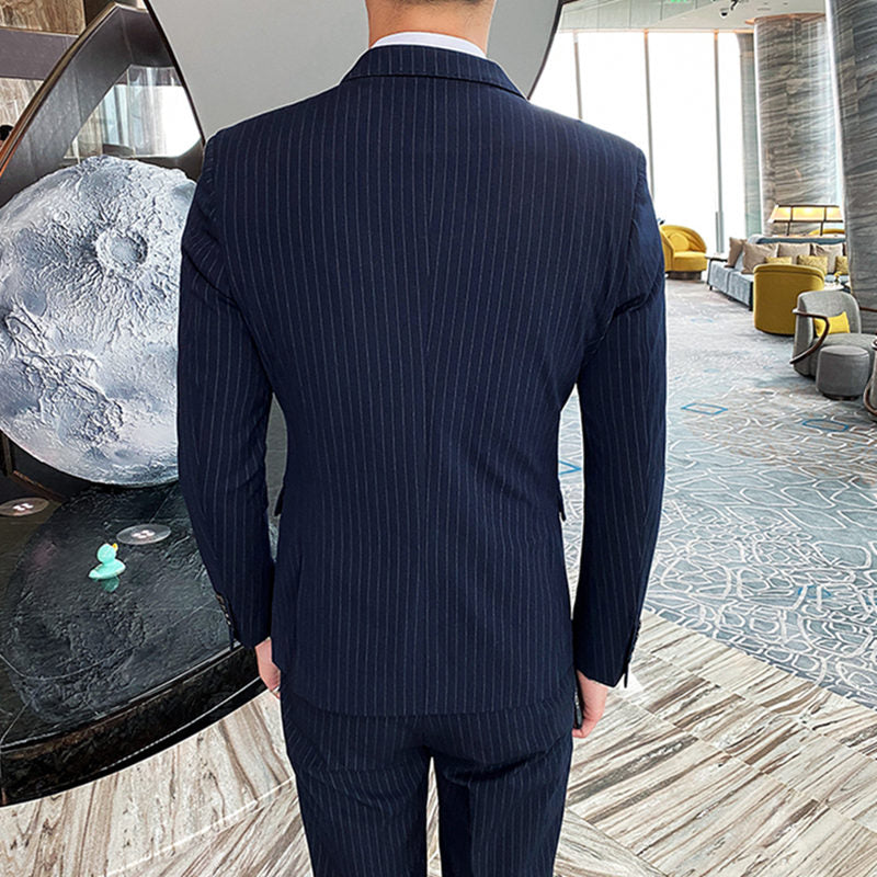 Men's Suits 3 Piece Striped Tuxedo Skinny Pinstriped Tux