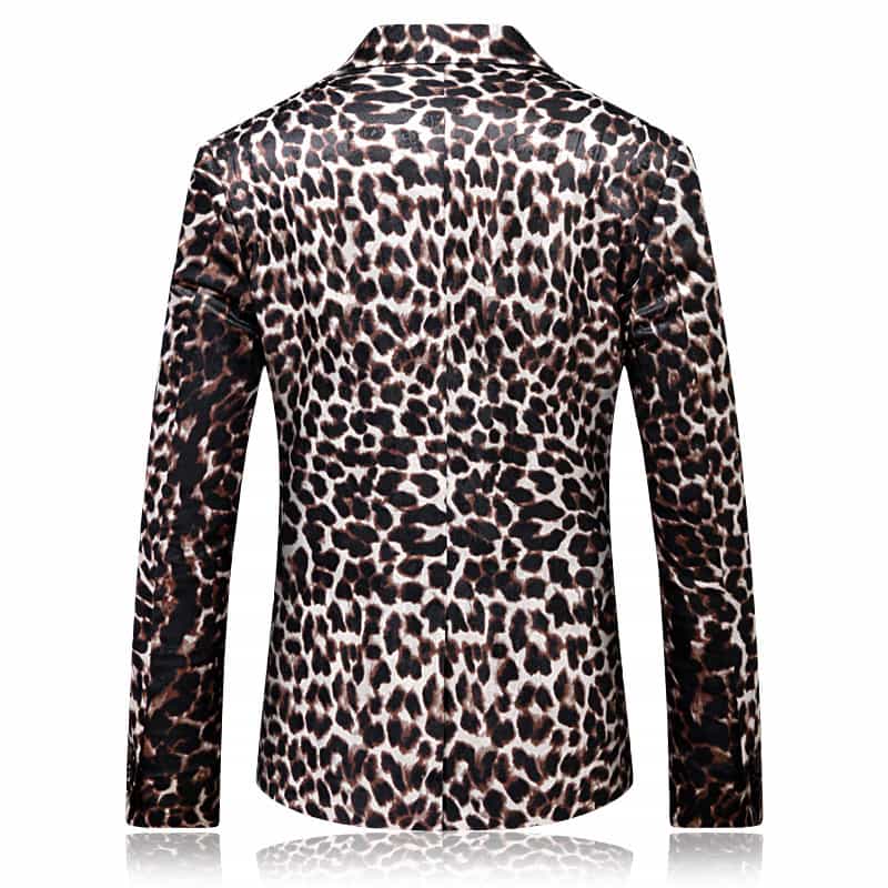 Men's Leopard  Blazer Slim Fit Cheetah Prom Jacket Stylish Dress Party Animal Print Sport Coat