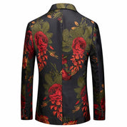 Mens Blazer Slim Fit Two Button Suit Jacket Colorful Floral Printed Sport Coat