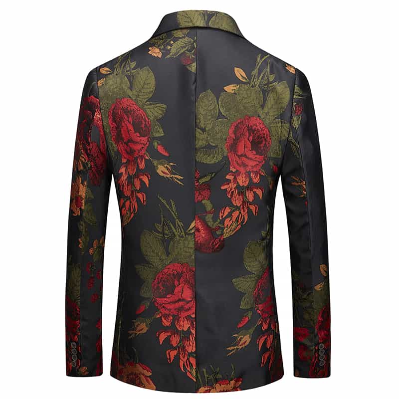 Mens Blazer Slim Fit Two Button Suit Jacket Colorful Floral Printed Sport Coat