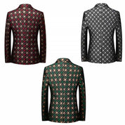 Men's Plaid Blazer in Green Silver Red