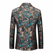 Men's Printed Blazer Slim Fit Sports Coat in Light Blue