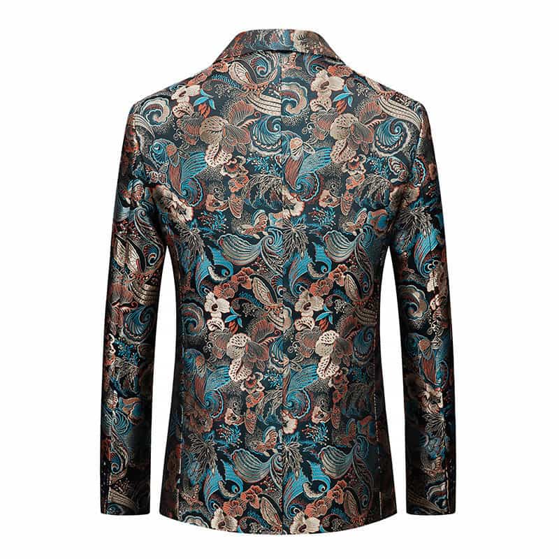 Men's Printed Blazer Slim Fit Sports Coat in Light Blue