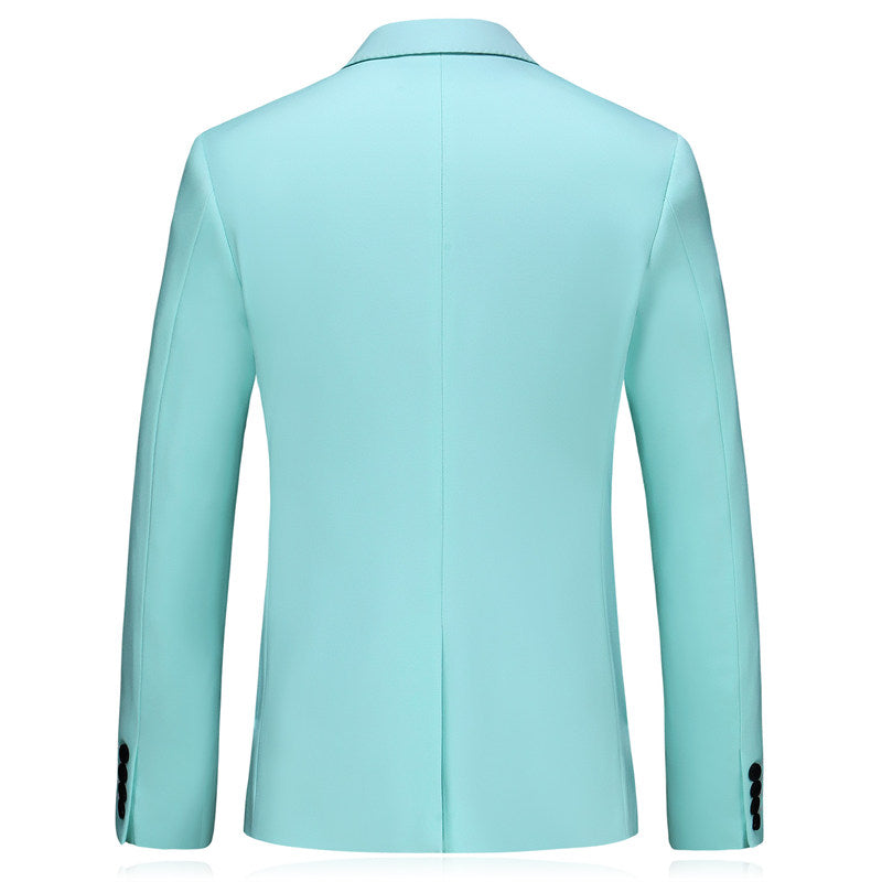 Men Blazer Jacket in Solid Light Blue One Button