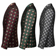 Men's Plaid Blazer in Green Silver Red