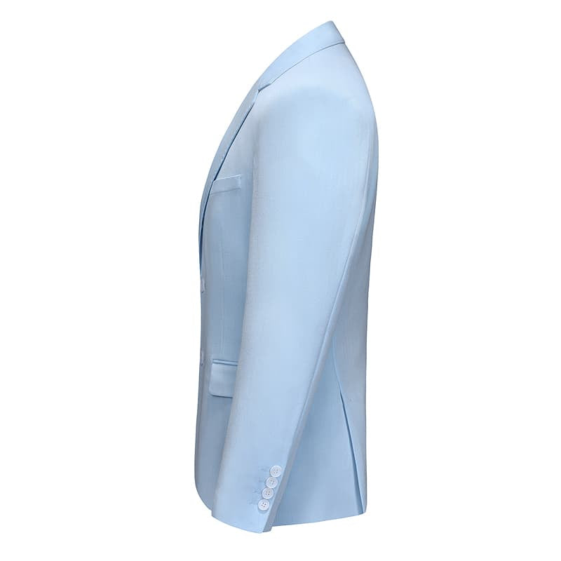 Men Blazer Two Buttons Jacket Light Blue