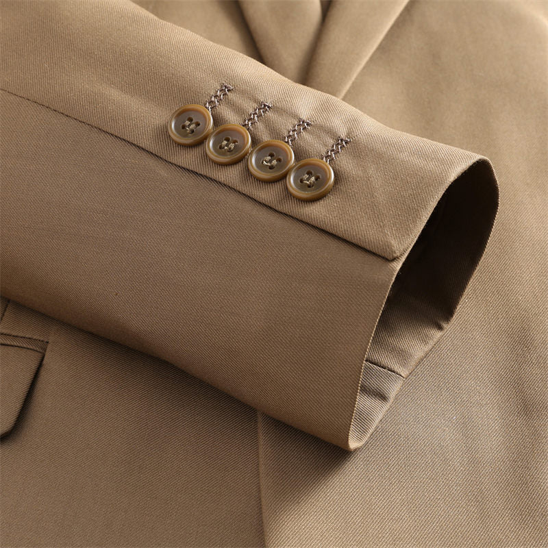 Mens 2 Piece Suit One Button Green & Brown & Khaki Solid Colors