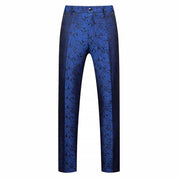 Mens Slim Fit Flat Front Pants Fashion Jacquard Trousers