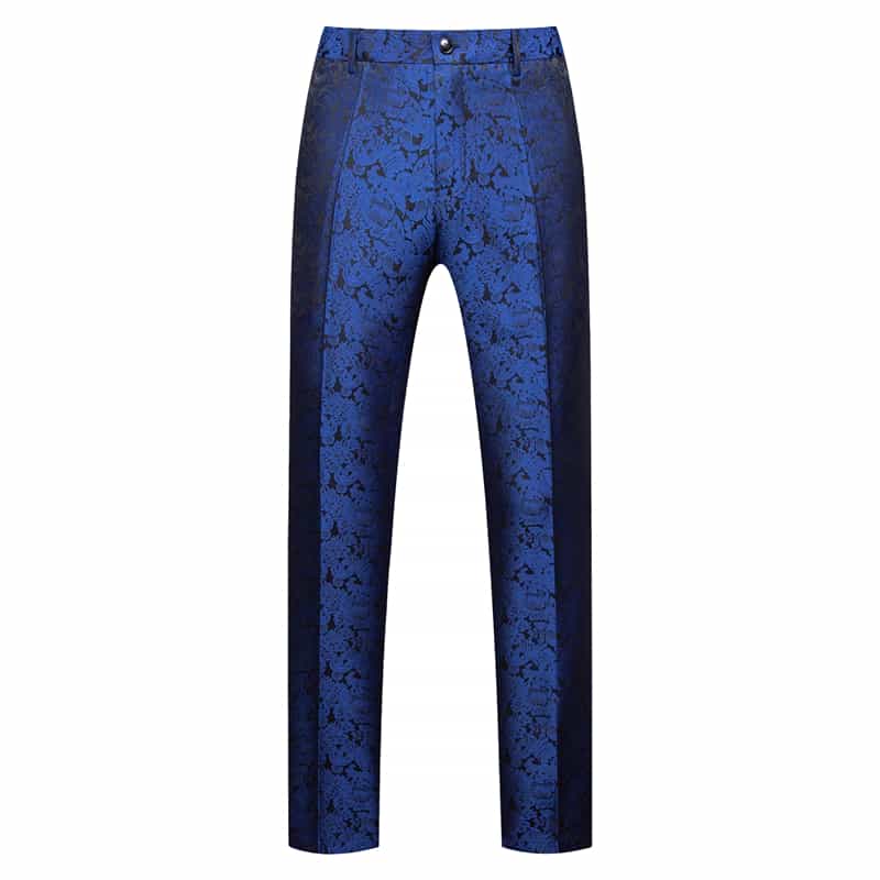 Mens Slim Fit Flat Front Pants Fashion Jacquard Trousers