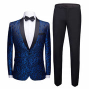 Mens 2 Piece Floral Tuxedo in Bule Black Red White