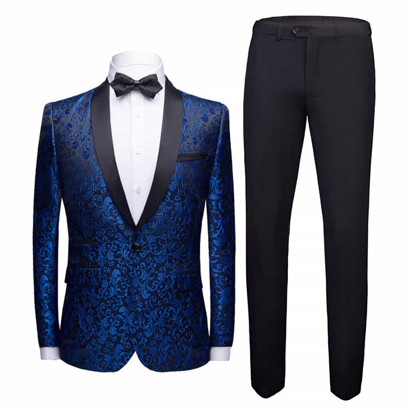 Mens 2 Piece Floral Tuxedo in Bule Black Red White