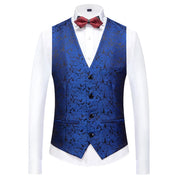 Mens Single Breasted Elegant Printed Vest Slim Fit Solid Waistcoat