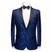 Mens Blazer Floral Casual Suit Jacket Blue White Wine Black