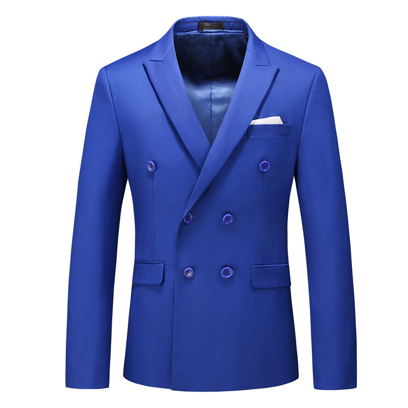 Mens Double Breasted Blazer Solid Sport Jacket 10 Plain Colors