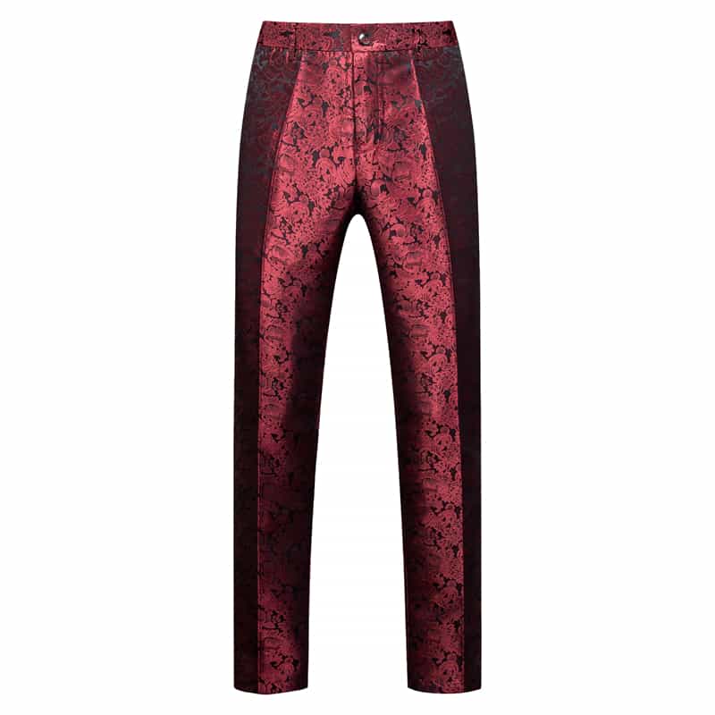 Mens Slim Fit Flat Front Pants Fashion Jacquard Trousers