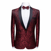 Mens Blazer Floral Casual Suit Jacket Blue White Wine Black