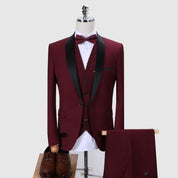 3 Piece Plain Tuxedo Set with Shawn Lapel