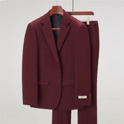 2 Piece Solid Leisure Suit with Notch Lapel