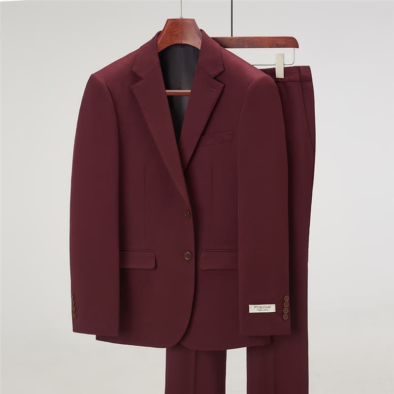 2 Piece Solid Leisure Suit with Notch Lapel