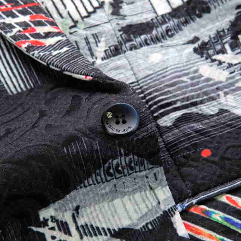 Men's Printed White Prom Blazer Sports Coat One Button