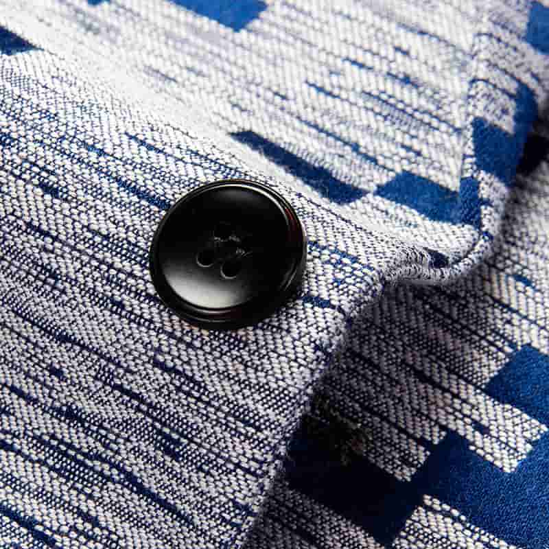 Mens Blazer Slim Fit One Button Printed Suit Jacket Blue Pattern Sport Coat