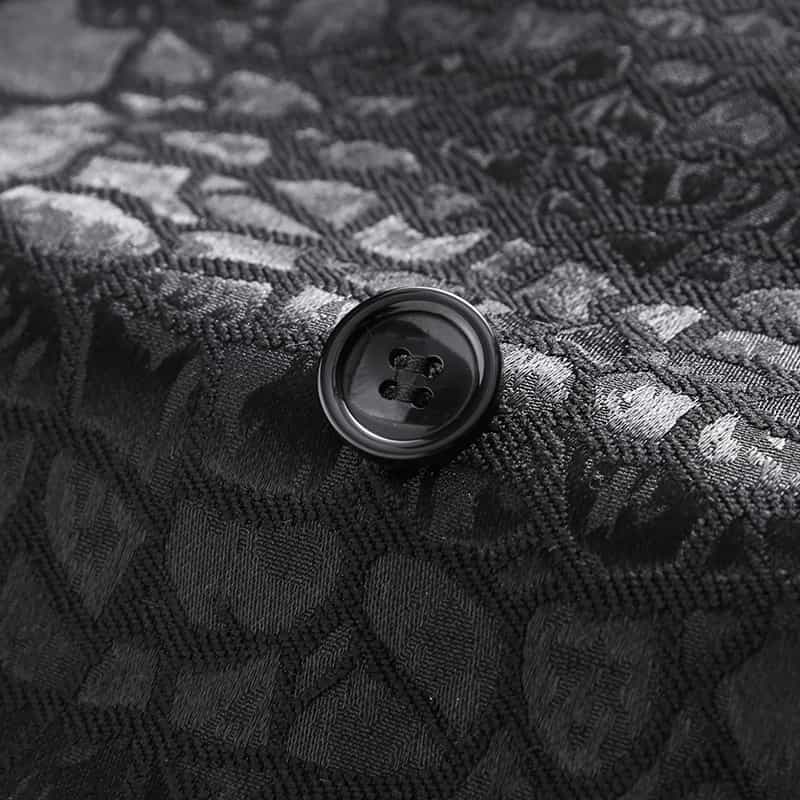 Men‘s Double Breasted Blazer Jacquard Suit Jacket Black Color