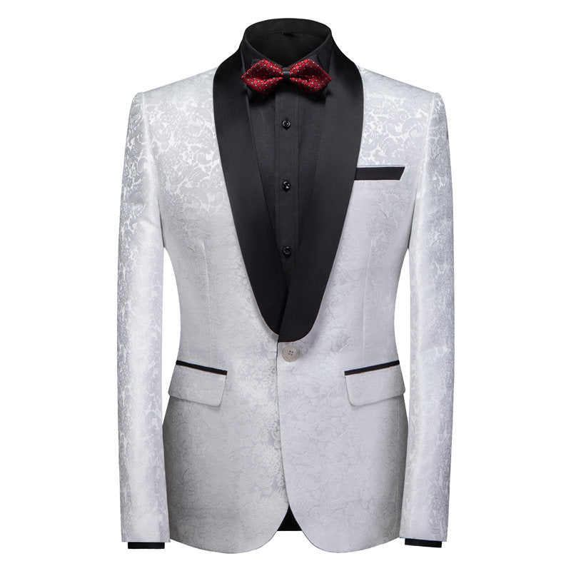 Men's Dress Blazer Jacquard Embroidered Jacket in 7 Colors
