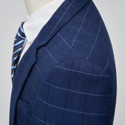 Men's Plaid Blazer Casual Dark Blue Checkered Suit jacket