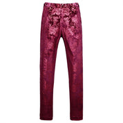 Mens Slim Fit Gold Printed Flat Front Pants Stylish Casual Floral Patten Trousers
