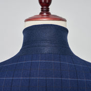 Men's Plaid Blazer Casual Dark Blue Checkered Suit jacket