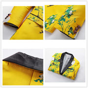 Men Printed Jacket in Yellow One Button