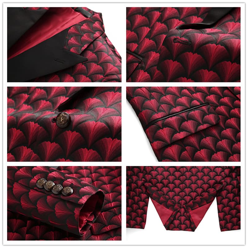Men‘s Blazer Slim Fit Suit Jacket Casual Printed Sport Coat