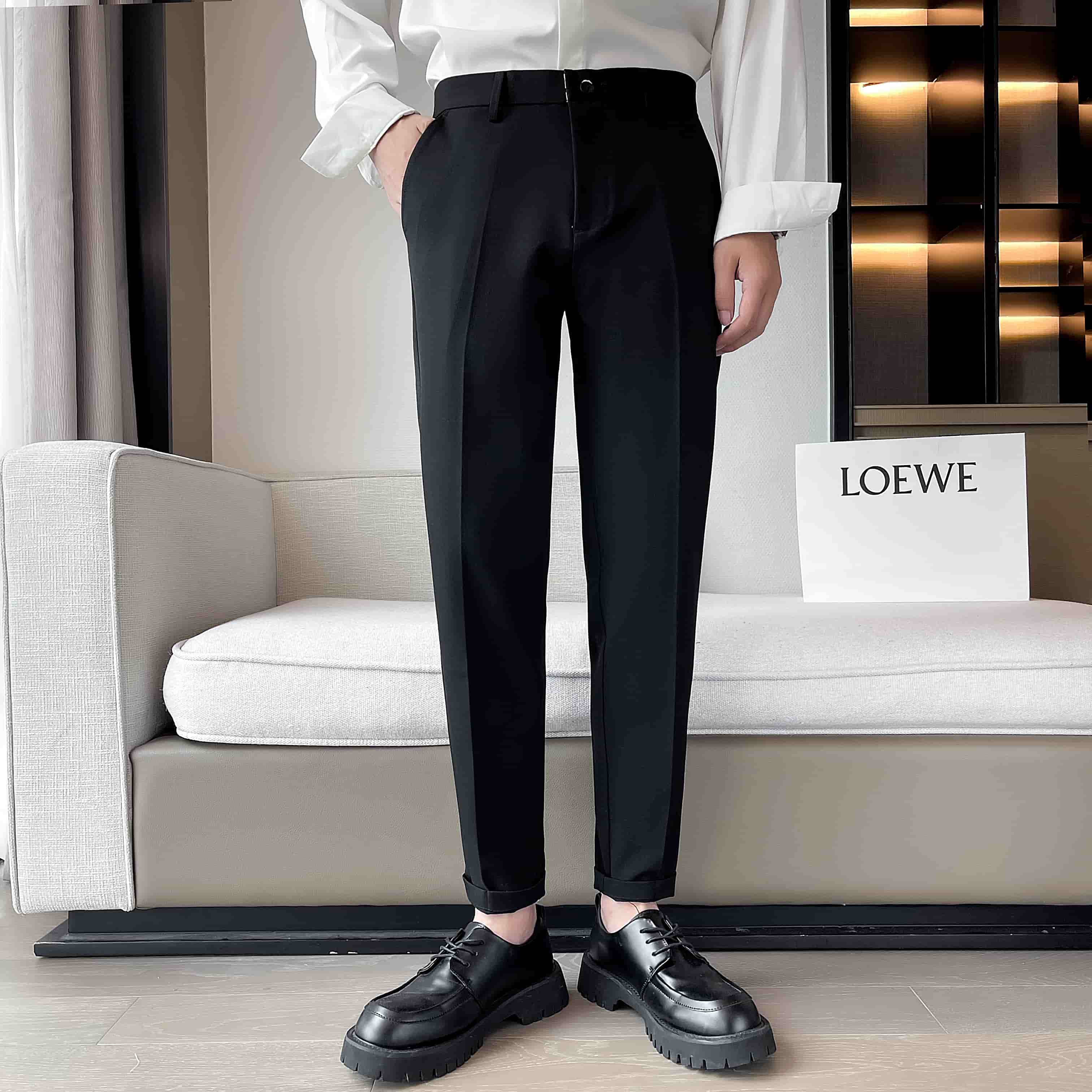 Mogu Skinny Fit Casual Ankle Dress Pants, Black / 30