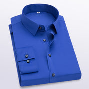 Men's Dress Shirt Wrinkle-Resistant Solid Slim Fit Long-Sleeve Formal For Prom Wedding Business