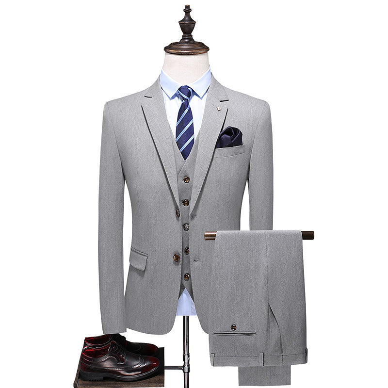 Men's  3 Piece Suit Solid Navy Black Grey Colors