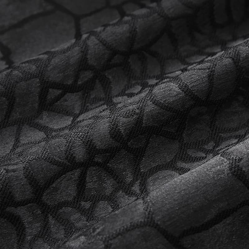 Mens Slim Fit Flat Front Pants Jacquard Embroidered Black Prom Trousers