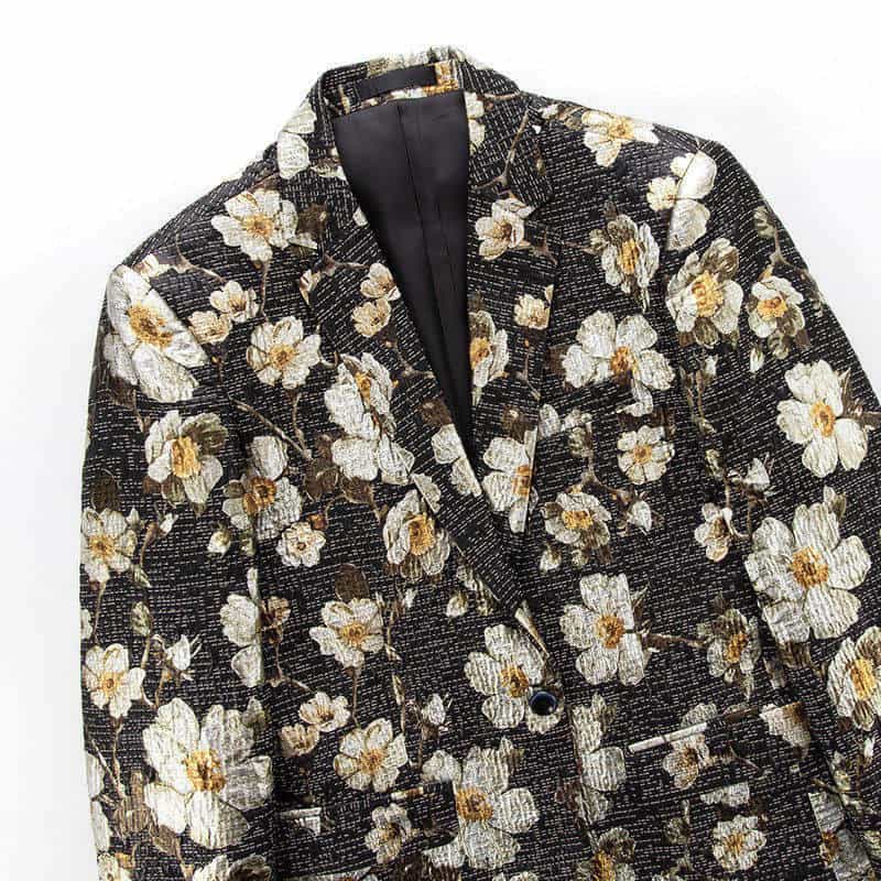Men's Slim Fit Printed Floral Sports Suit One Button