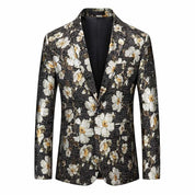 Men's Slim Fit Printed Floral Sports Suit One Button