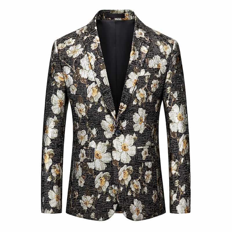 Men's Slim Fit Printed Floral Sports Suit One Button