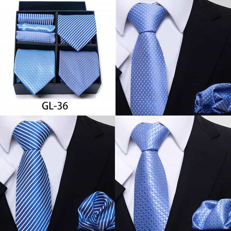 Men's 6 Pieces Neckties & Pocket Squares Gift Set for Prom Wedding