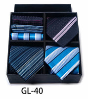 Men's 6 Pieces Neckties & Pocket Squares Gift Set with Stripe & Flower